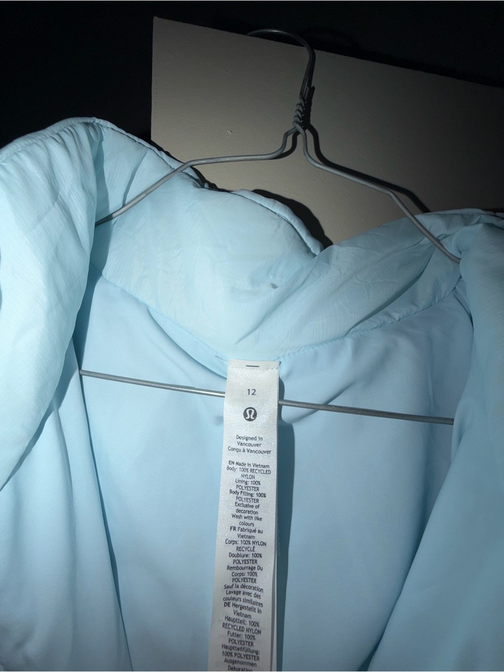 Lululemon Women’s Light Blue Puffer Jacket